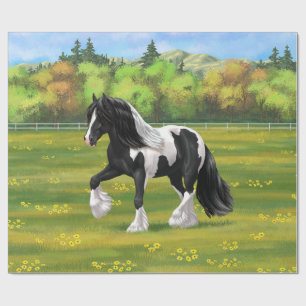 Black Pinto Piebald Gypsy Vanner Draft Horse Cadeaupapier