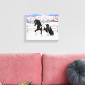 Black Pinto Piebald Gypsy Vanner Draft Horse Canvas Afdruk (Insitu (Woonkamer))