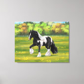 Black Pinto Piebald Gypsy Vanner Draft Horse Canvas Afdruk (Voorkant)