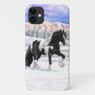 Black Pinto Piebald Gypsy Vanner Draft Horse Case-Mate iPhone Case