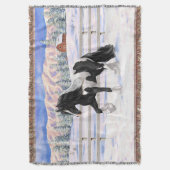 Black Pinto Piebald Gypsy Vanner Draft Horse Deken (Voorkant Verticaal)