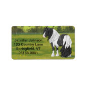 Black Pinto Piebald Gypsy Vanner Draft Horse Etiket (Voorkant)