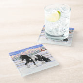 Black Pinto Piebald Gypsy Vanner Draft Horse Glazen Onderzetter (Schuin)