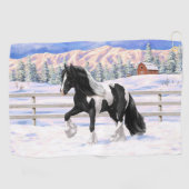 Black Pinto Piebald Gypsy Vanner Draft Horse Golfhanddoek (Horizontaal)