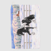 Black Pinto Piebald Gypsy Vanner Draft Horse Golfhanddoek (Voorkant)