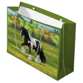 Black Pinto Piebald Gypsy Vanner Draft Horse Groot Cadeauzakje (Voorkant Gekanteld)