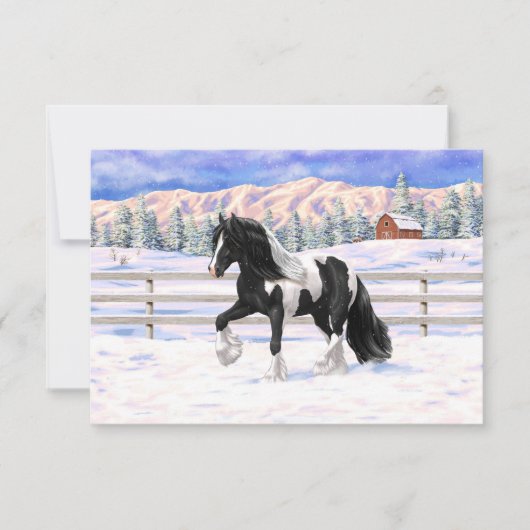 Black Pinto Piebald Gypsy Vanner Draft Horse Kaart (Voorkant)