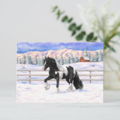 Black Pinto Piebald Gypsy Vanner Draft Horse Kaart (Staand voorkant)