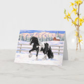 Black Pinto Piebald Gypsy Vanner Draft Horse Kaart (Gele Bloem)