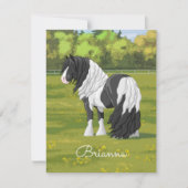 Black Pinto Piebald Gypsy Vanner Draft Horse Kaart (Voorkant)