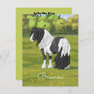 Black Pinto Piebald Gypsy Vanner Draft Horse Kaart