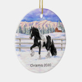 Black Pinto Piebald Gypsy Vanner Draft Horse Keramisch Ornament (Rechts)