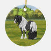 Black Pinto Piebald Gypsy Vanner Draft Horse Keramisch Ornament (Voorkant)