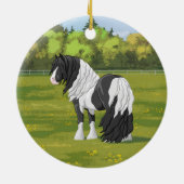 Black Pinto Piebald Gypsy Vanner Draft Horse Keramisch Ornament (Achterkant)