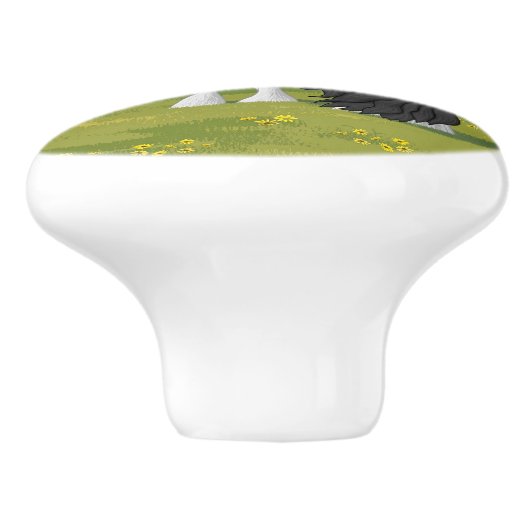 Black Pinto Piebald Gypsy Vanner Draft Horse Keramische Knop (Zijkant)