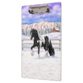 Black Pinto Piebald Gypsy Vanner Draft Horse Klembord (Links)