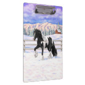 Black Pinto Piebald Gypsy Vanner Draft Horse Klembord (Rechts)