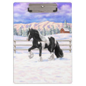 Black Pinto Piebald Gypsy Vanner Draft Horse Klembord (Voorkant)