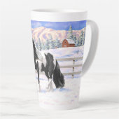 Black Pinto Piebald Gypsy Vanner Draft Horse Latte Mok (Rechterhoek)