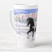 Black Pinto Piebald Gypsy Vanner Draft Horse Latte Mok (Linkerhoek)