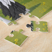 Black Pinto Piebald Gypsy Vanner Draft Horse Legpuzzel (Zijkant)