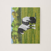 Black Pinto Piebald Gypsy Vanner Draft Horse Legpuzzel (Verticaal)