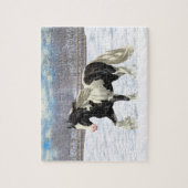 Black Pinto Piebald Gypsy Vanner Draft Horse Legpuzzel (Verticaal)