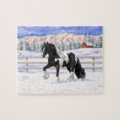 Black Pinto Piebald Gypsy Vanner Draft Horse Legpuzzel (Horizontaal)