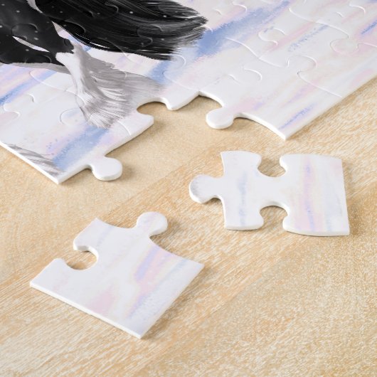 Black Pinto Piebald Gypsy Vanner Draft Horse Legpuzzel (Zijkant)