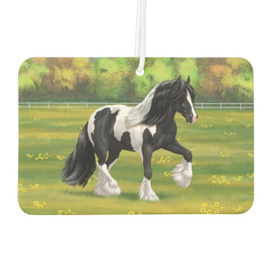 Black Pinto Piebald Gypsy Vanner Draft Horse Luchtverfrisser (Achterkant)