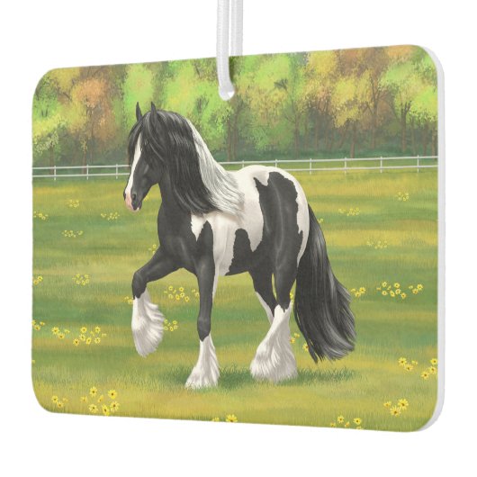 Black Pinto Piebald Gypsy Vanner Draft Horse Luchtverfrisser (Links)