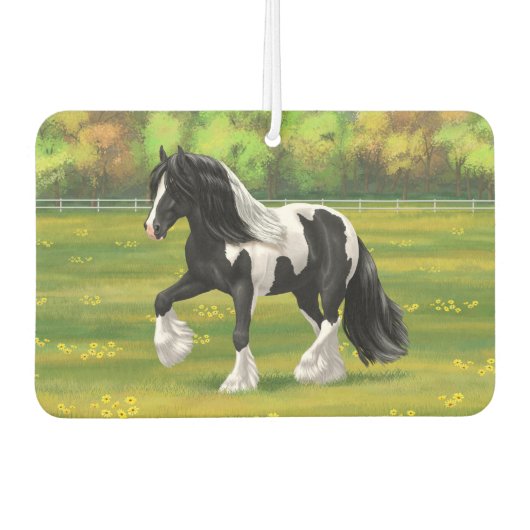 Black Pinto Piebald Gypsy Vanner Draft Horse Luchtverfrisser (Voorkant)