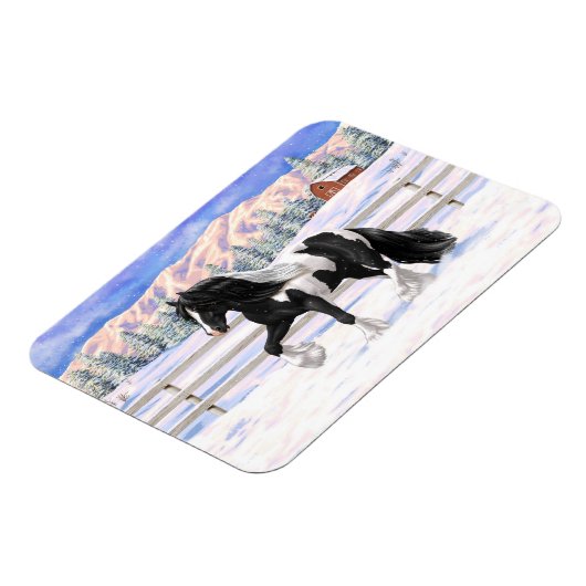 Black Pinto Piebald Gypsy Vanner Draft Horse Magneet (Linkerzijde)