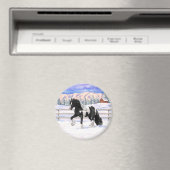 Black Pinto Piebald Gypsy Vanner Draft Horse Magneet (Insitu (Vaatwasser))