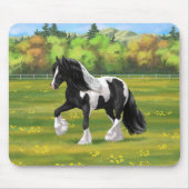 Black Pinto Piebald Gypsy Vanner Draft Horse Muismat (Voorkant)