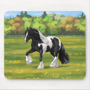 Black Pinto Piebald Gypsy Vanner Draft Horse Muismat