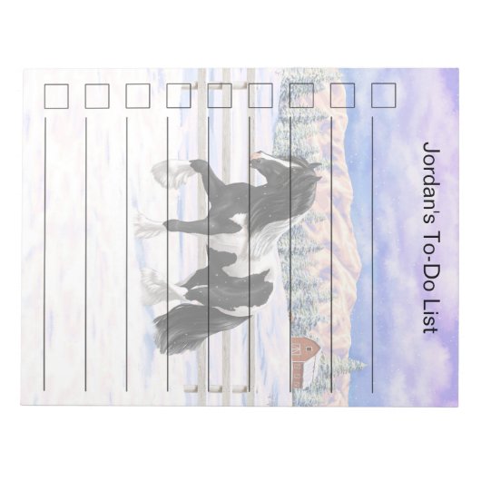 Black Pinto Piebald Gypsy Vanner Draft Horse Notitieblok (Voorkant)