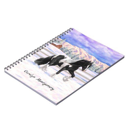 Black Pinto Piebald Gypsy Vanner Draft Horse Notitieboek (Linkerzijde)