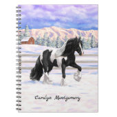 Black Pinto Piebald Gypsy Vanner Draft Horse Notitieboek (Voorkant)
