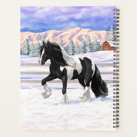 Black Pinto Piebald Gypsy Vanner Draft Horse Planner (Achterkant)