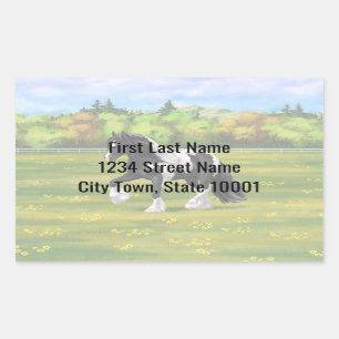 Black Pinto Piebald Gypsy Vanner Draft Horse Rechthoekige Sticker