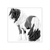 Black Pinto Piebald Gypsy Vanner Draft Horse Rubberstempel (Afrduk)