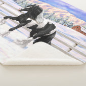 Black Pinto Piebald Gypsy Vanner Draft Horse Sherpa Deken (3/4)