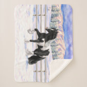 Black Pinto Piebald Gypsy Vanner Draft Horse Sherpa Deken (Voorkant)