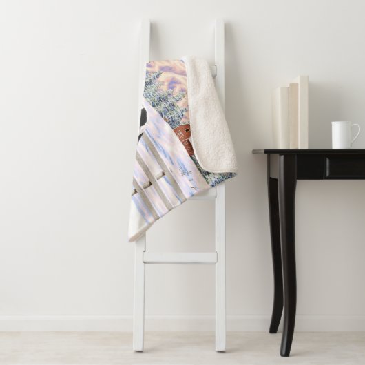 Black Pinto Piebald Gypsy Vanner Draft Horse Sherpa Deken (In situ)