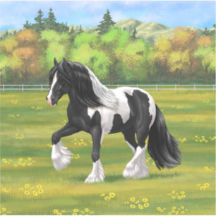 Black Pinto Piebald Gypsy Vanner Draft Horse Sticker