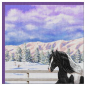 Black Pinto Piebald Gypsy Vanner Draft Horse Stof (Close Up)