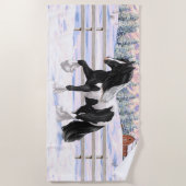 Black Pinto Piebald Gypsy Vanner Draft Horse Strandlaken (Voorkant)