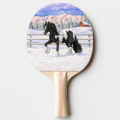 Black Pinto Piebald Gypsy Vanner Draft Horse Tafeltennisbatje (Achterkant)