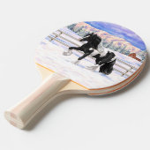 Black Pinto Piebald Gypsy Vanner Draft Horse Tafeltennisbatje (Voorkant Gekanteld)